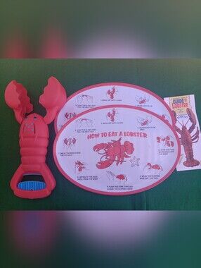 How to Eat a Lobster- Set of 2 Oval Plates, Lobster Grabber Toy, Pamphlet